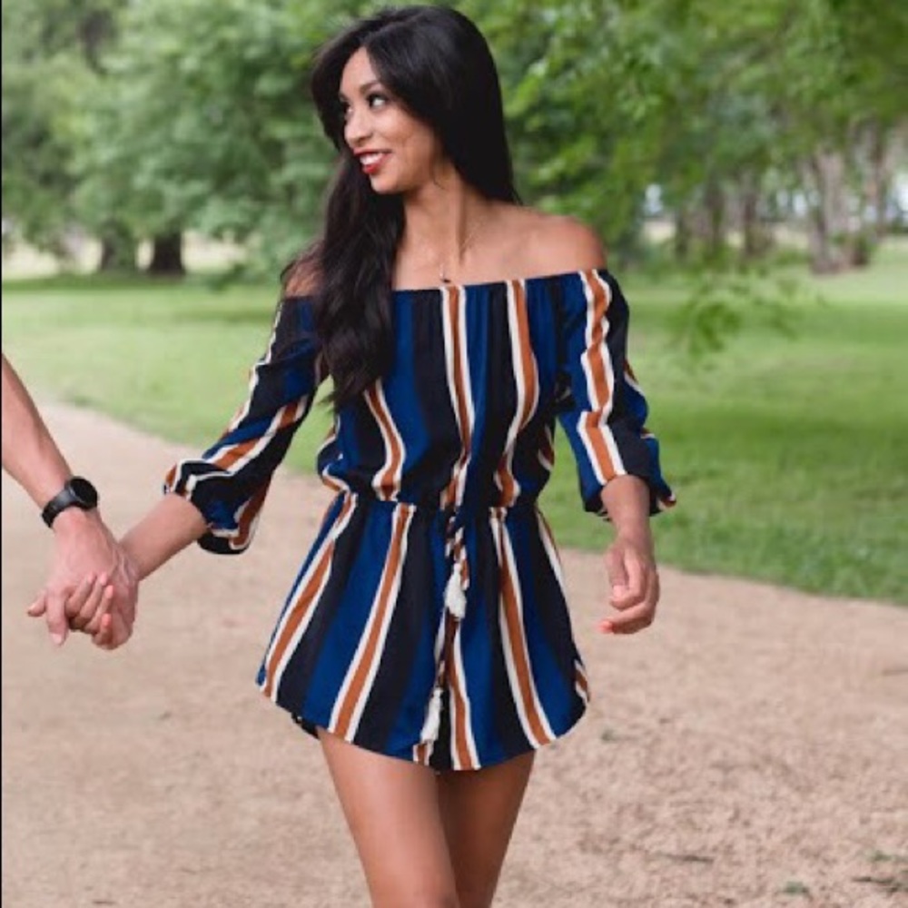 Blue striped Romper Size Small